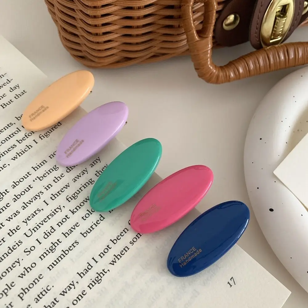 Description Picture 2 of itemHairpin Candy Color Bangs Clip Y2K Geometry Shape Korean Style Headwear Girl Hair Clip Female Hair Accessories Oval Hairpin