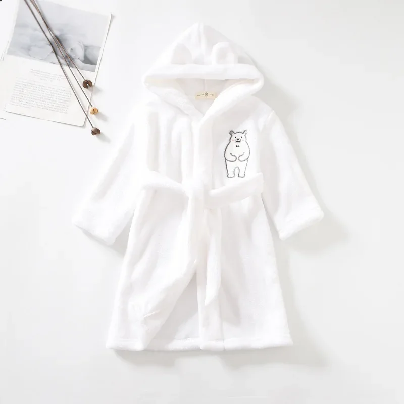 Kids Bathrobe for Girl Children Clothing Girl Flannel Bath Robe Clothes Boy Cartoon Night Robe Kids Pajamas For 1-8 Years
