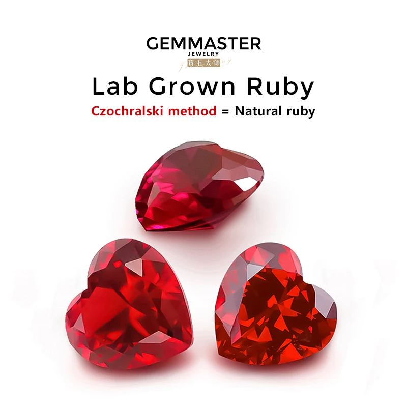 Heart lab grown ruby Pigeon blood vivid ruby Czochralski method lab with AGL certificate VVS 1ct 2ct 3ct loose