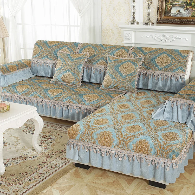 Details about   L Shape Embroidery Sofa Slipcover Anti Slip Protector Couch Covers Sofa Mat Pad 