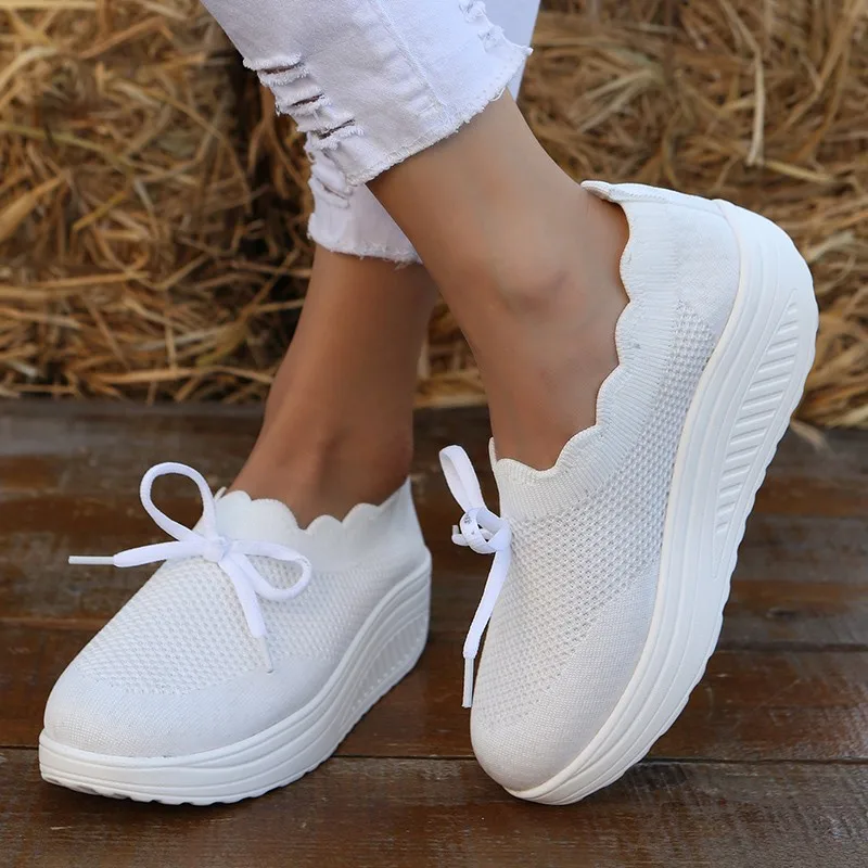 Women's Casual Shoes 2023 Fashion New Mesh Wedge Platform Shoes Outdoor Lightweight Comfortable Thick Sole Sneakers Women