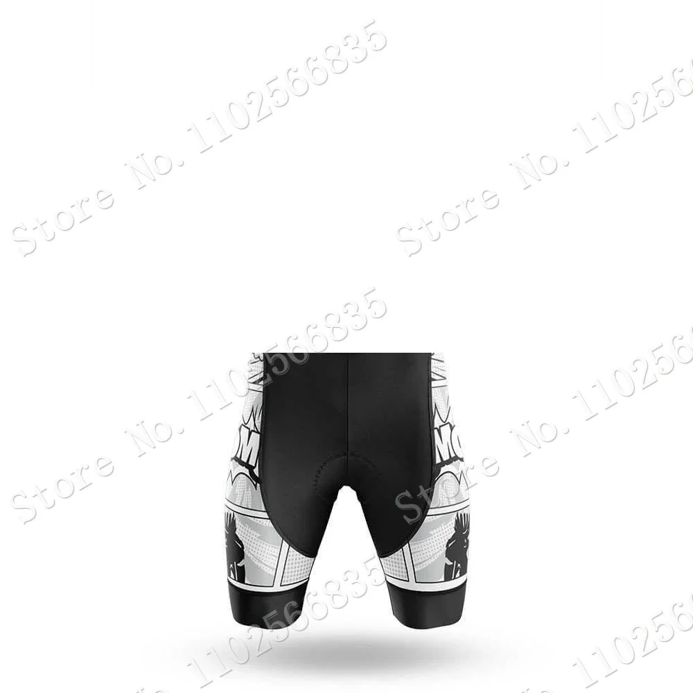 Cartoon Comic Bang Pow Cycling Jersey Set Short Sleeve Blue Clothing Men Road Bike Shirts Suit Bicycle Bib Pants Maillot