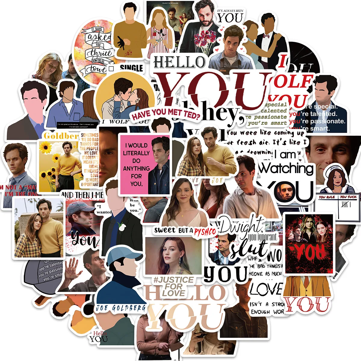 You TV 쇼 아메리카 스티커, 빈티지, DIY, 어린이 노트북, 수하물, 전화, 오토바이, 노트북, 냉장고, 데칼 장난감, 10 개, 52 개