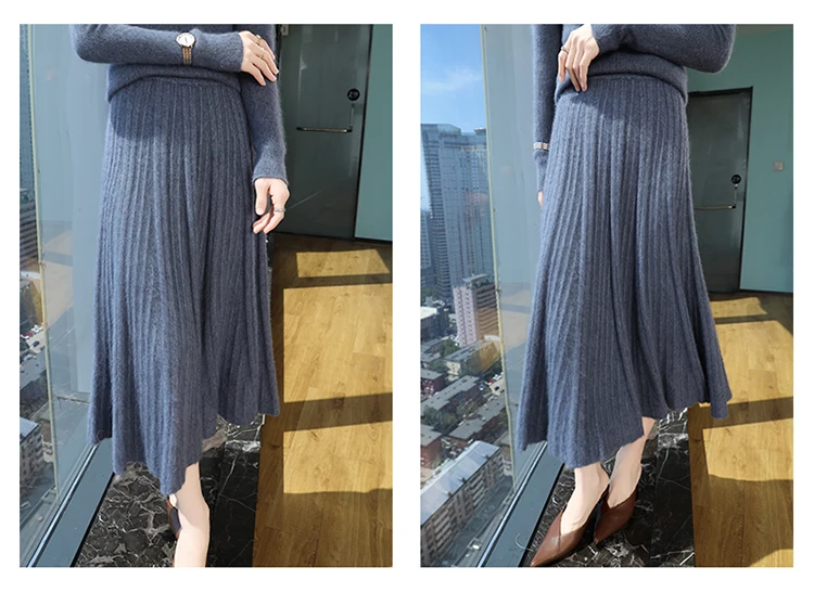 100% Pure Mink Pleated Skirt - Detail View