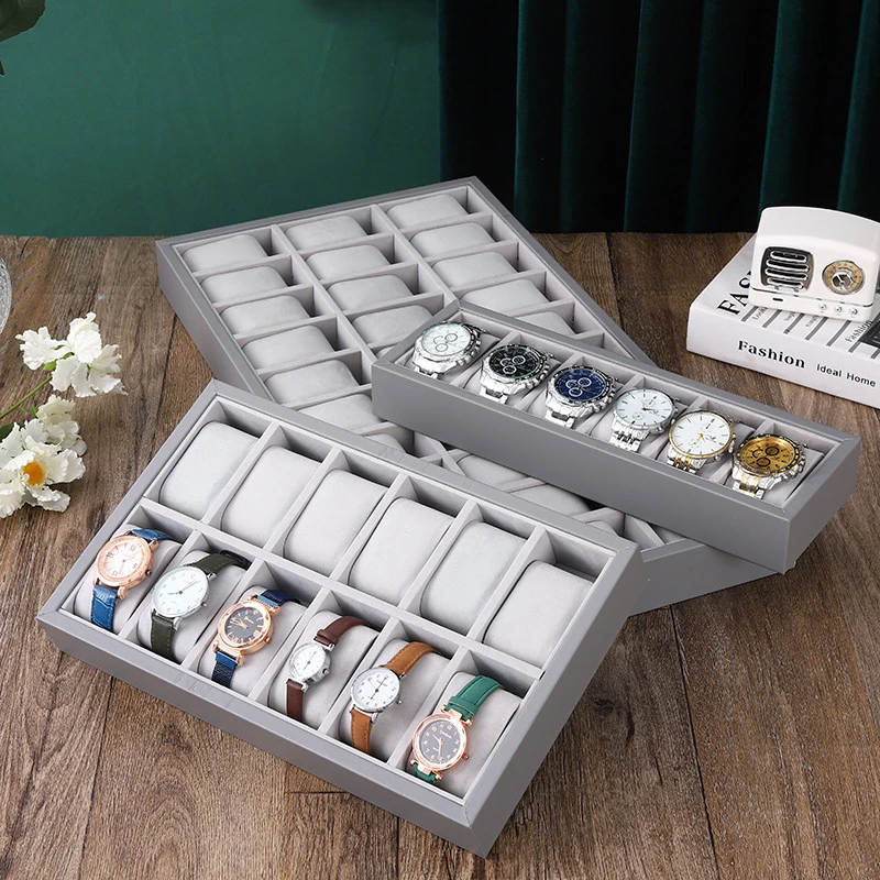 Grey 624 Digits Watch Storage Case Watch Display Tray Jewelry Props