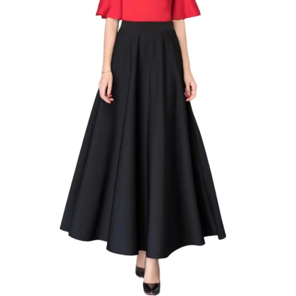 

High Waist Skirt Stylish High Waist Maxi Skirt with Tummy Control A-line Design Pockets for Elegant Women Ankle Length for Lady
