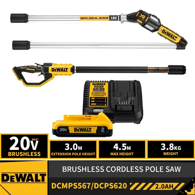 Bijna dood mobiel fotografie Dewalt DCMPS567 DCPS620 Borstelloze Cordless Pole Hoge Tak Zag 20V  Oplaadbare Boomtak Snoeien Mes Met Acculader| | - AliExpress