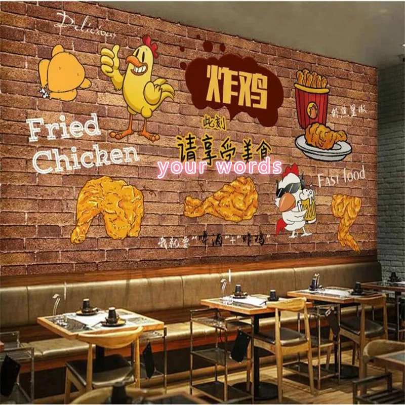 YIMESOY Hand Painted Restaurant Menu Wallpaper Pizza Burger Coffee Mural Industrial Decoration Snack Bar Background Wall Papel 300Cm(W)×210Cm(H