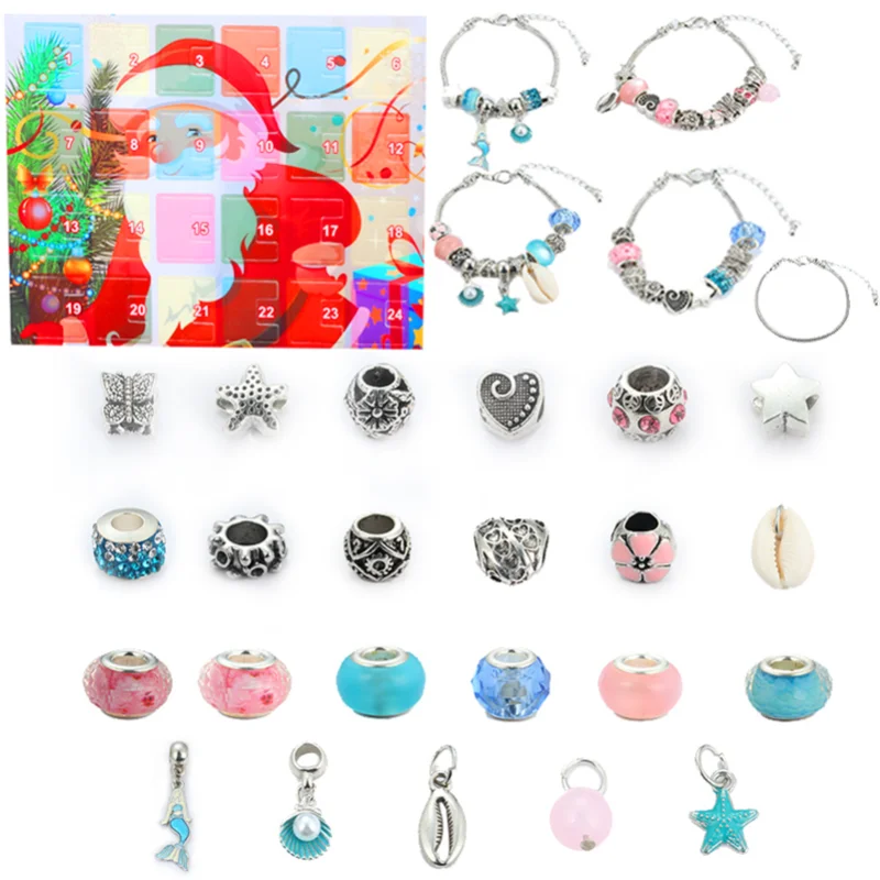 

Christmas Countdown Calendar DIY Jewelry Advent Calendar Set DIY Bracelet Accessory Set Wonderful Christmas Gift for Children
