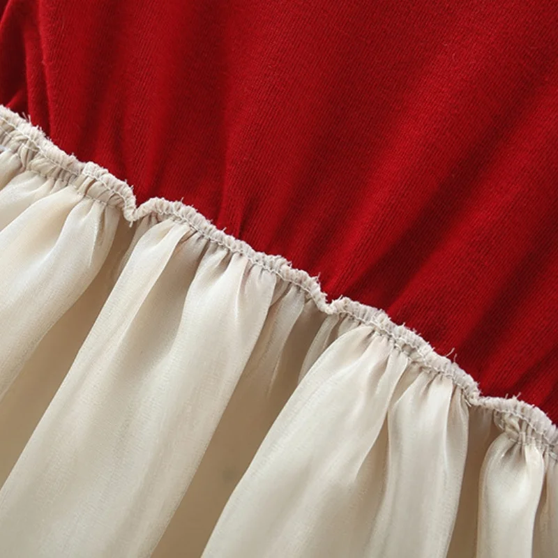 Baby Mädchen Kleid Frühling und Herbst Polka Dot Mesh Bär Kopf Langarm Prinzessin Kleid Süßes Mädchen Ein Jahr altes Kleid Weihnachten Co – Detail 7