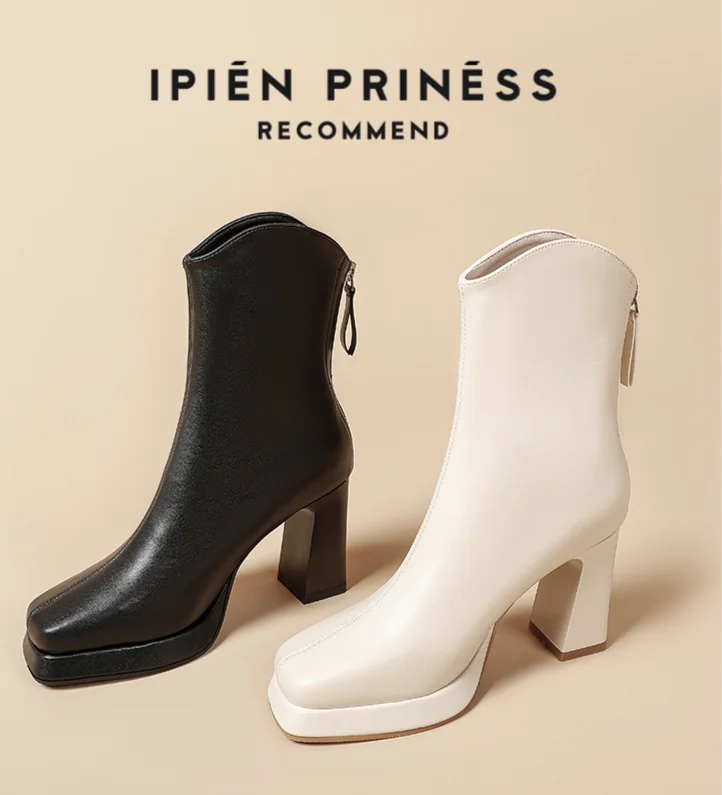 Women's Ankle Boots With Thick Heel And Waterproof Platform_voghion.com
