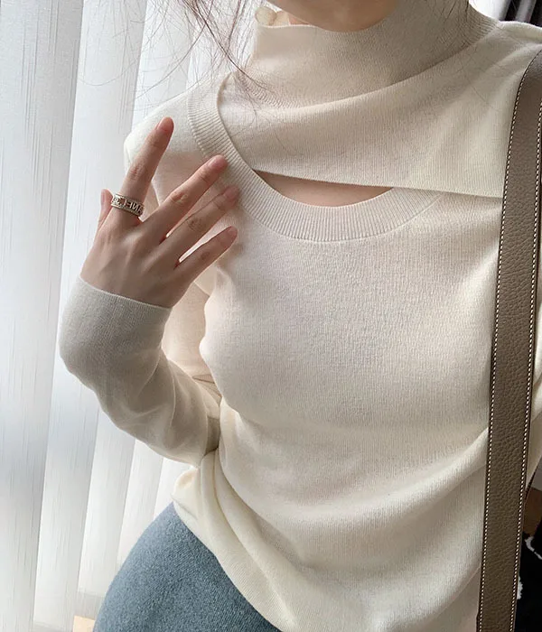 

Autumn and Winter Women's Cashmere Spliced Sweater Pullover Round Collar Casual Fashion High Quality Warmth 2023 New T61