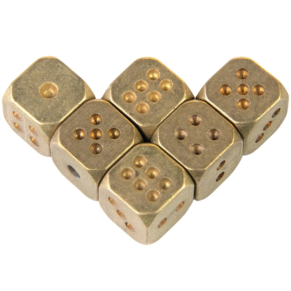 6 Sided Brass Metal Dice 11mm Vintage Metal D6 Dice for Tables Board Game Poker Party Club Bar Entertainment Game Accessories