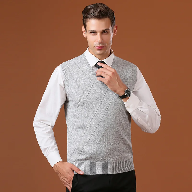 Description Picture 5 of itemMens Knit Sweater Vest Fashion Men's Striped Pullover Sweater Hem Gentleman Slim Fit Casual Sweaters Sleeveless Men Clothes