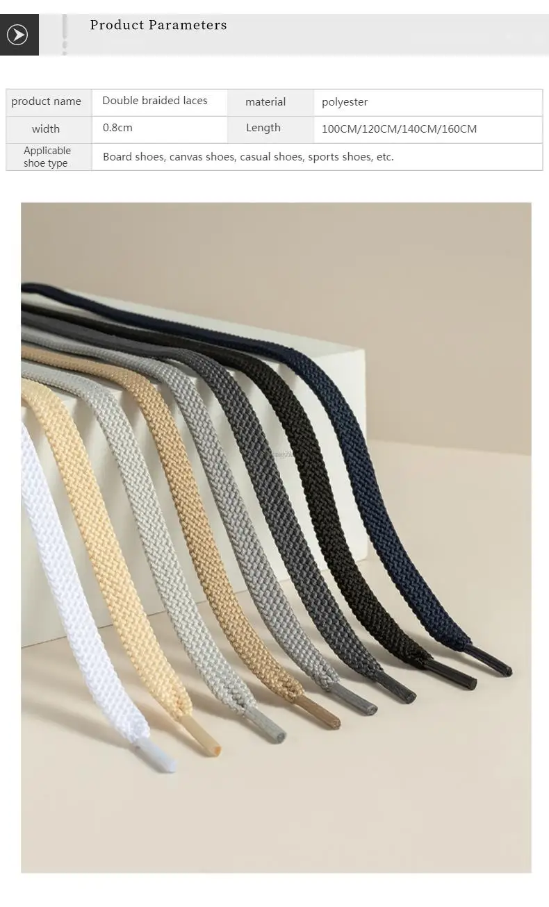 Neue Flache Klassische Schnürsenkel für Sneakers Freizeitschuhe Weiße Schwarze Sportschnürsenkel Schuhzubehör – Detail 3
