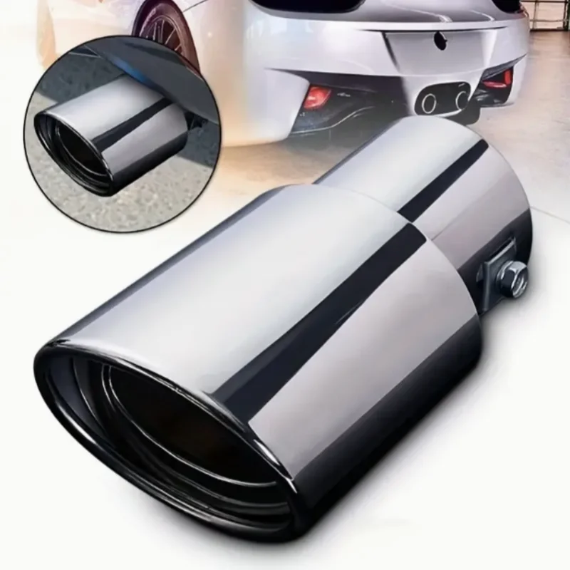 Exhaust Pipe Tip Stainless Steel Car Exhaust Tip Universal Car Exhaust Pipe Modification Tail Throat Tail LPipe Blue Burnt Sliver Finish Tailpipe