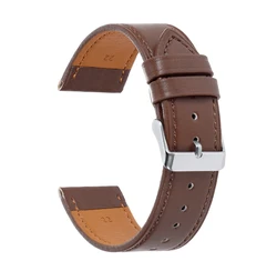 Elegant Leather Watch Strap - Soft, Universal, Fashionable Watchband for Men and Women in Black, Blue, or Brown (Brown - Silver)