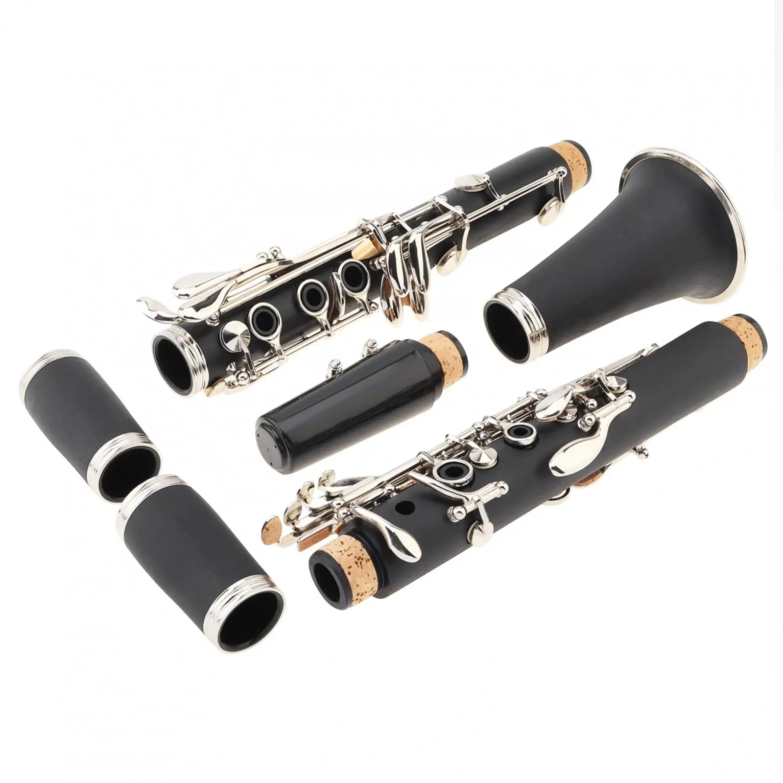 17 Key bB Flat Clarinet Bakelite Body Nickel Silver Plated Keys with Tube Cloth Screwdriver and Storage Case
