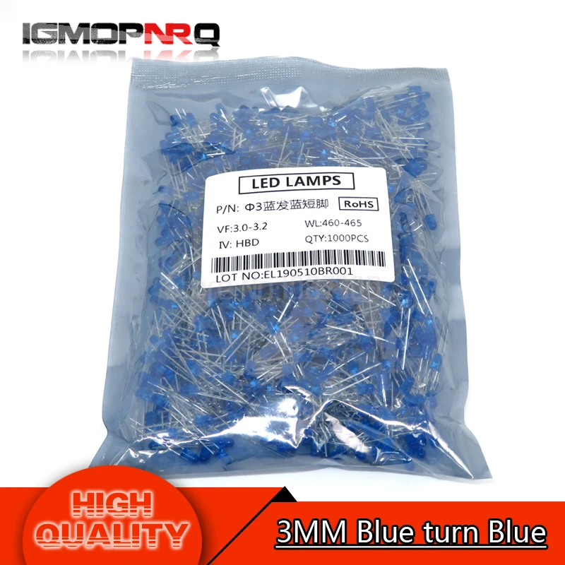 Vibrant Multicolor 3mm LED Light-Emitting Diodes (Pack of 1000)