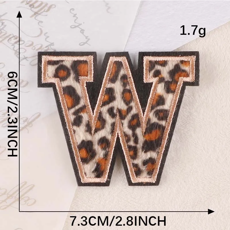 Leopard Print Embroidered Alphabet Badge Patches