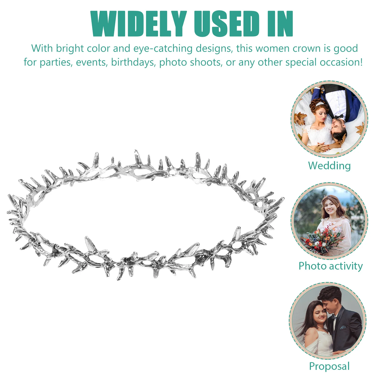 Crown of Thorns Party Hair Accessories Ancient Silver Wedding Bride Tiaras The Womens Crowns for Prom Headband 2