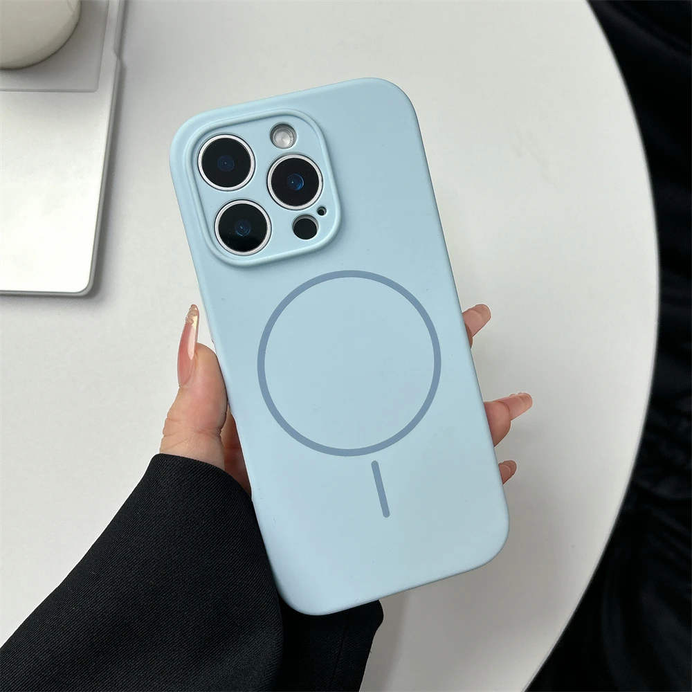 Magnetic Liquid Silicone Phone Case with Wireless Charging and Camera Protection