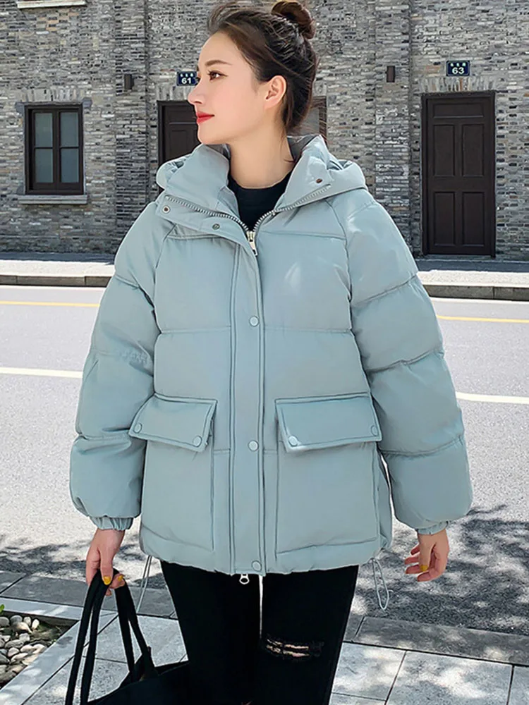 High-density Windproof Fabric Parkas Women Winter Coat Thicken Hooded Cotton-padded Jacket Female Oversize Loose Short Overcoat 2024 thicken winter coat middle age female cotton padded jackets long parkas oversize overcoat women hooded quilted warm coats