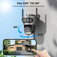2 caméras de sécurité WiFi PTZ 15MP 8K 2.4G/5G à trois objectifs et trois écrans, caméra de surveillance extérieure avec détection humaine, application O-KAM PRO 2