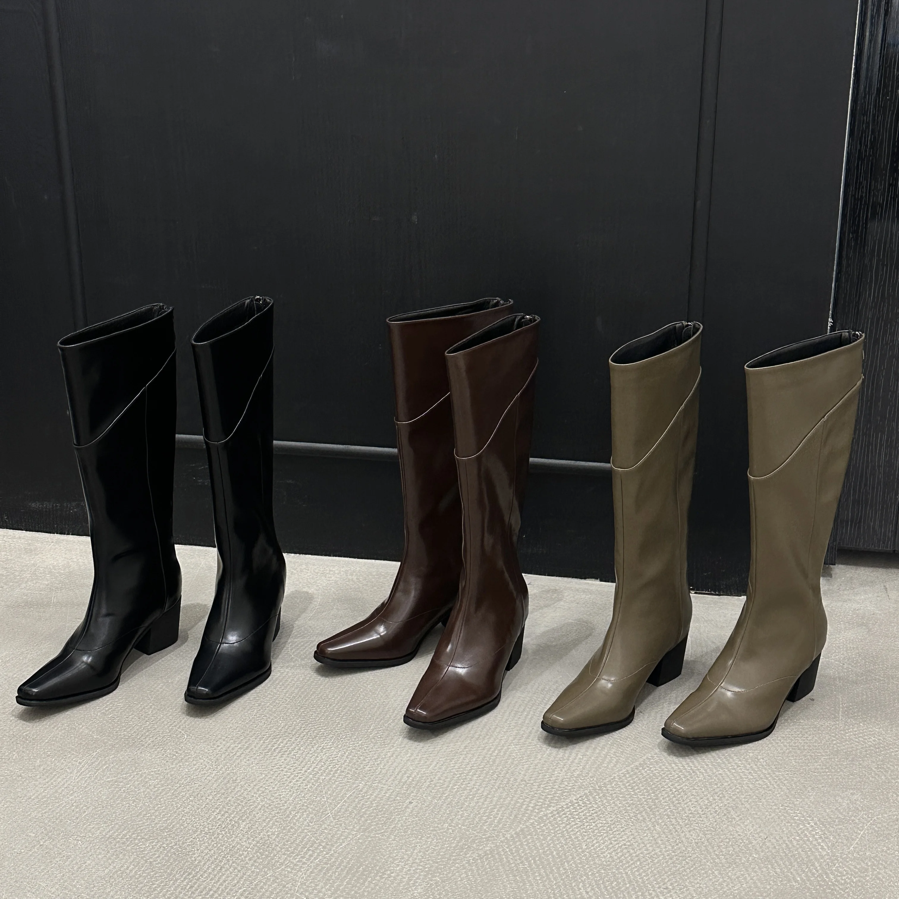 

Women's Boots Autumn Sexy Thigh High Heels High Sexy Pointe Shoes Winter Footwear Luxury Designer Zipper Over-the-Knee Pointy 20