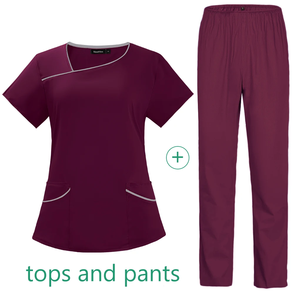 Solid Color Breathable Nursing Scrubs Women Uniforms Elasticity Pet Clinic Nurse Workwear Medical Doctor thin Clothing medical uniform