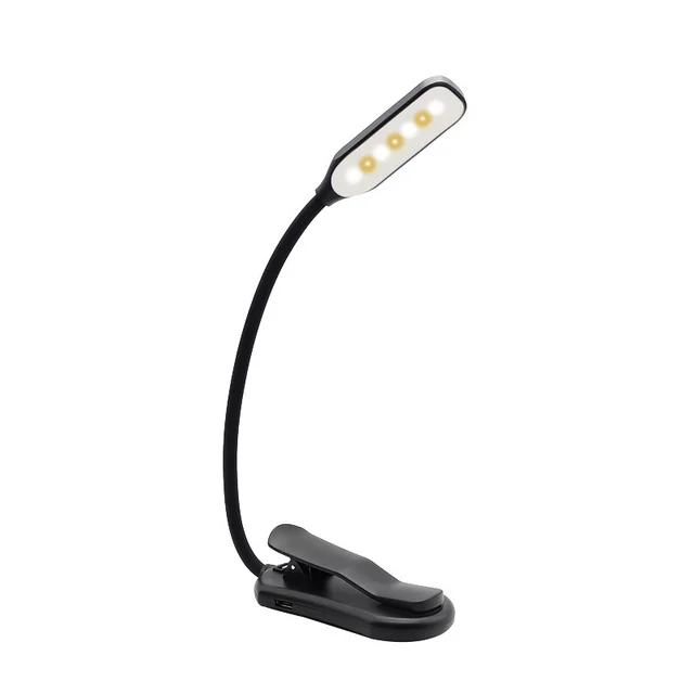 USB Rechargeable Adjustable LED Book Light With Goosenecks Clip 7 LEDs Flexible Night Reading Desk Lamp Table Read Night Light Black