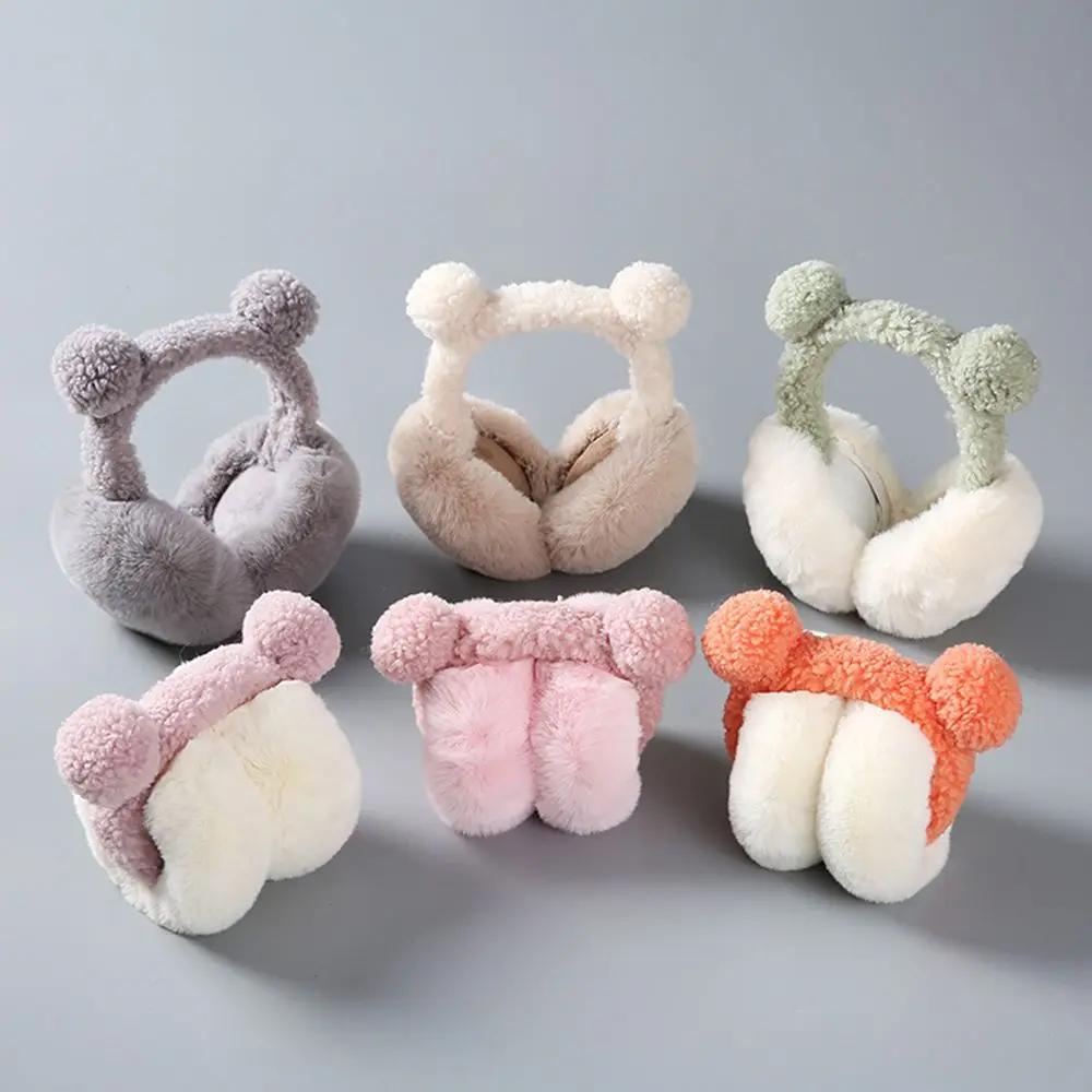 

Sweet Bear Ear Solid Color Cartoon Design Ear Protection Outdoor Children Ear Cover Women Ear Muff Korean Style Ear-flap Plush