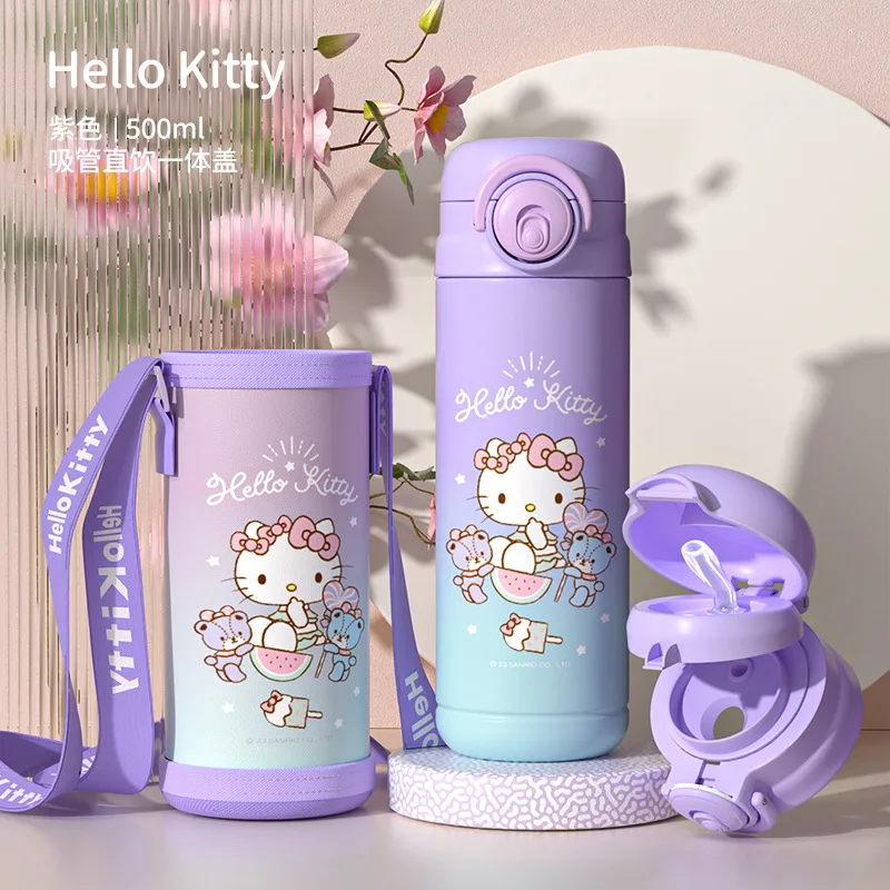 Kawaii Sanrio Hello Kitty Ins Bouncing Cover Thermo Cup Anime