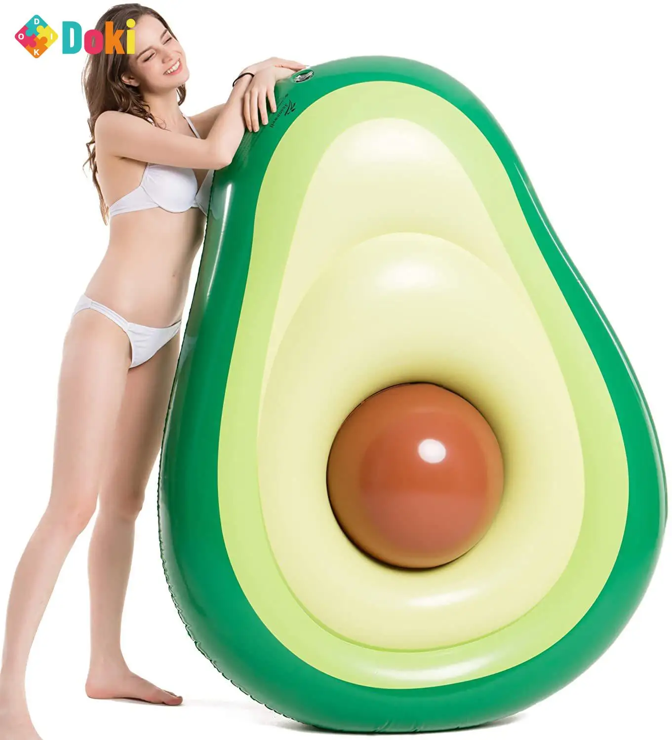 Doki Inflatable Avocado Play With Inflatable Floating Row Floating Bed Swimming Ring Lounge Chair With A Ball Avocado