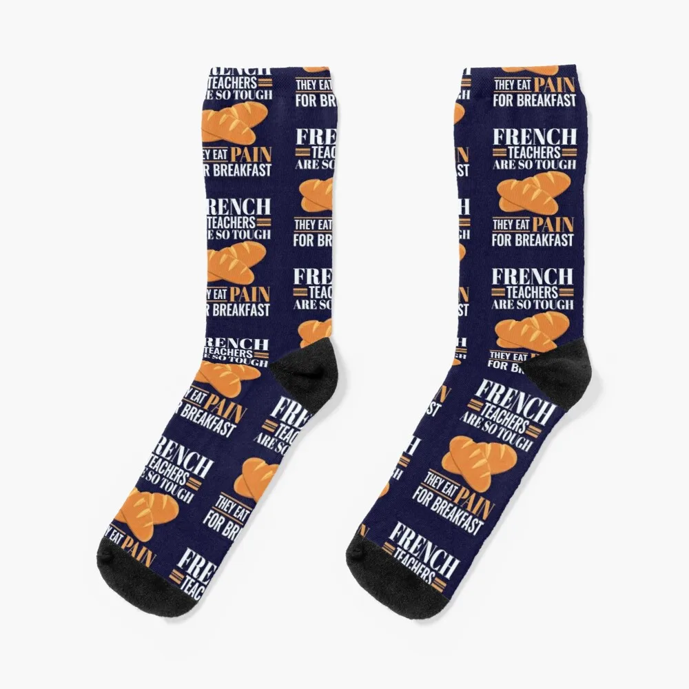 French Teachers Are So Tough They Eat Pain Funny Language Pun Socks Basketball Socks Socks Winter the 1975 being funny in a foreign language coloured lp