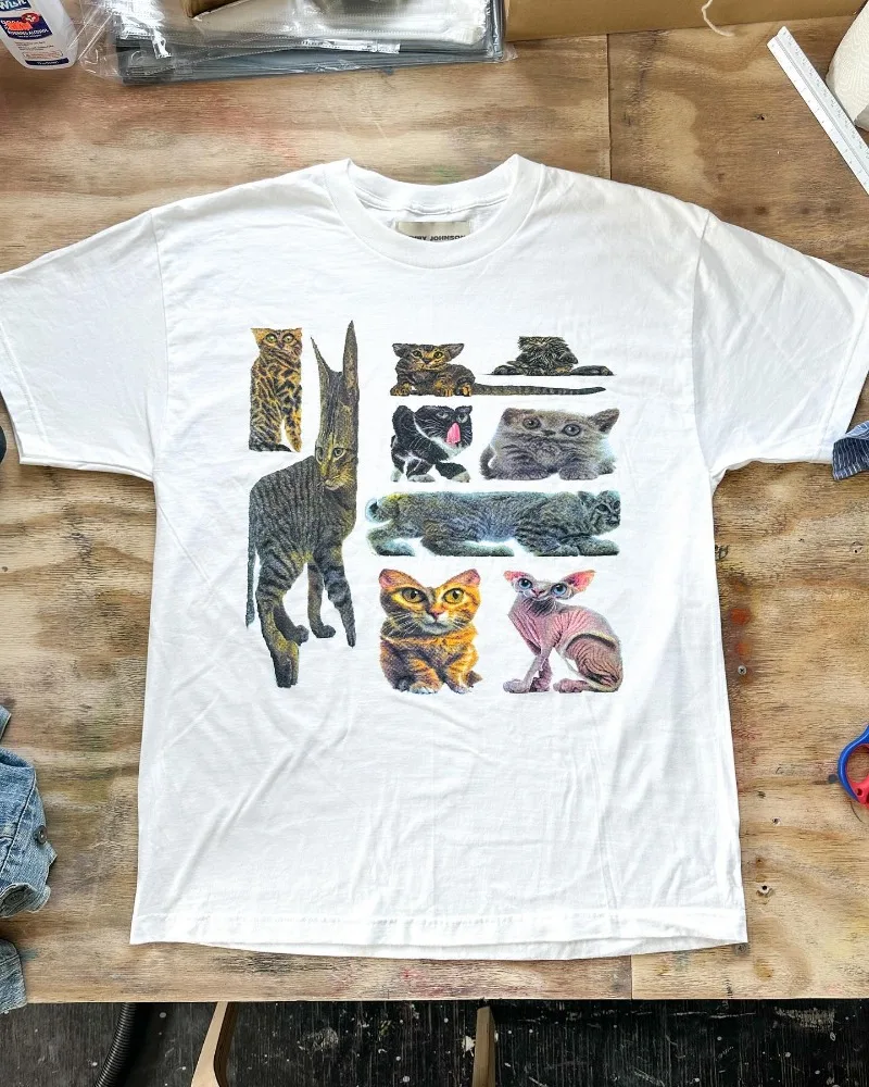 

Женская Винтажная Футболка с принтом кошки, свободная повседневная футболка большого размера с коротким рукавом, y2k