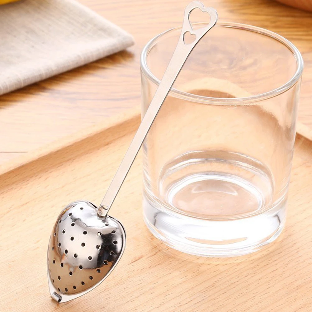 Tea Infuser 10pcs Handle Heart-shaped Tea Sink Tea Filter Long Grip Stainless Steel Mesh Heart Shaped Strainer Spoon Infuser Spoon