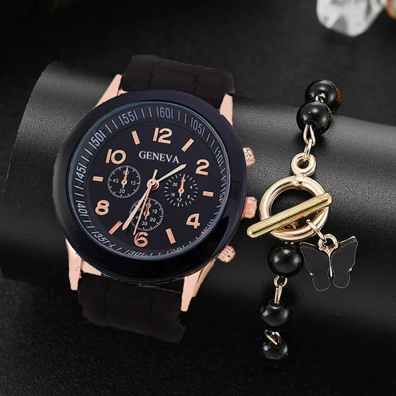 2pcs-Couple Watch Fashion Quartz Casual Silicone Strap Watch Bracelet