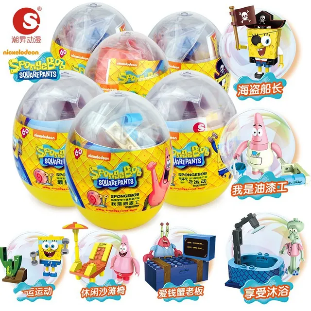 New Kawaii SpongeBobs Patrick Star Cartoon Cute Building Block Toy Dolls Kids Toys Anime Figure Model Toys For Boy Gif 3