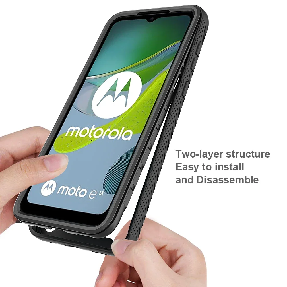 Hybrid Rugged Armor Shockproof Case For Motorola Moto E13 E32 G13 G23 G53 G22 G32 G52 G82 5G TPU Frame Hard Plastic Back Cover — view 5