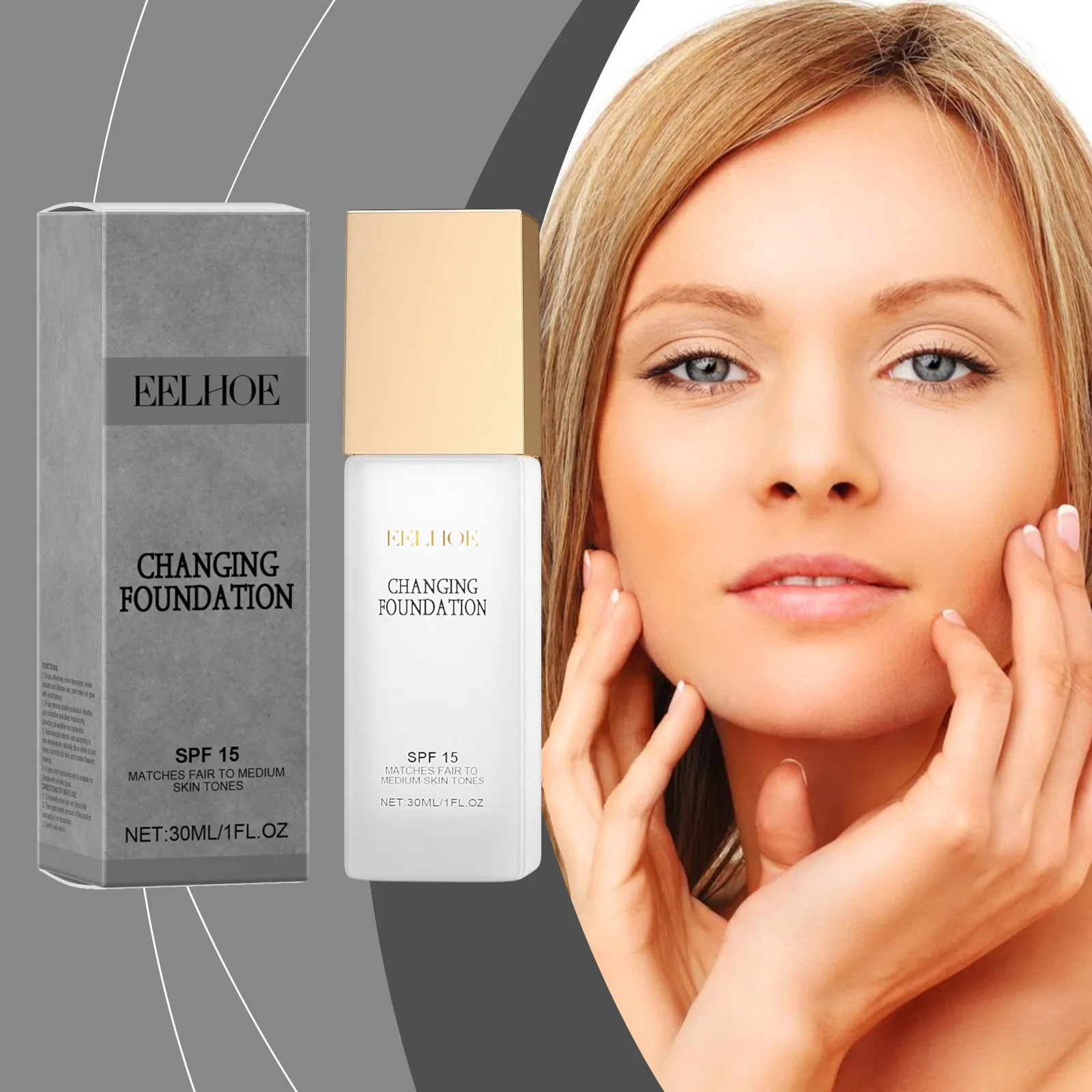 EELHOE Colour Changing Foundation Spf 15 Long Lasting Waterproof Sweatproof Matte Finish Flawless Full Coverage Foundation 30ml
