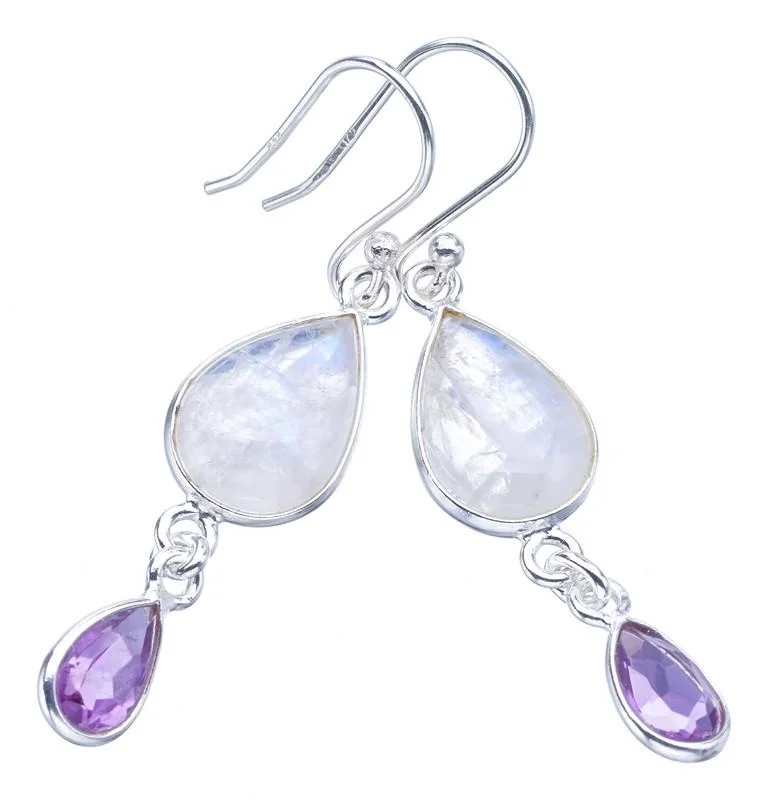 

Серьги из серебра 1,75 пробы с лунным камнем и искусственными камнями StarGems F5930