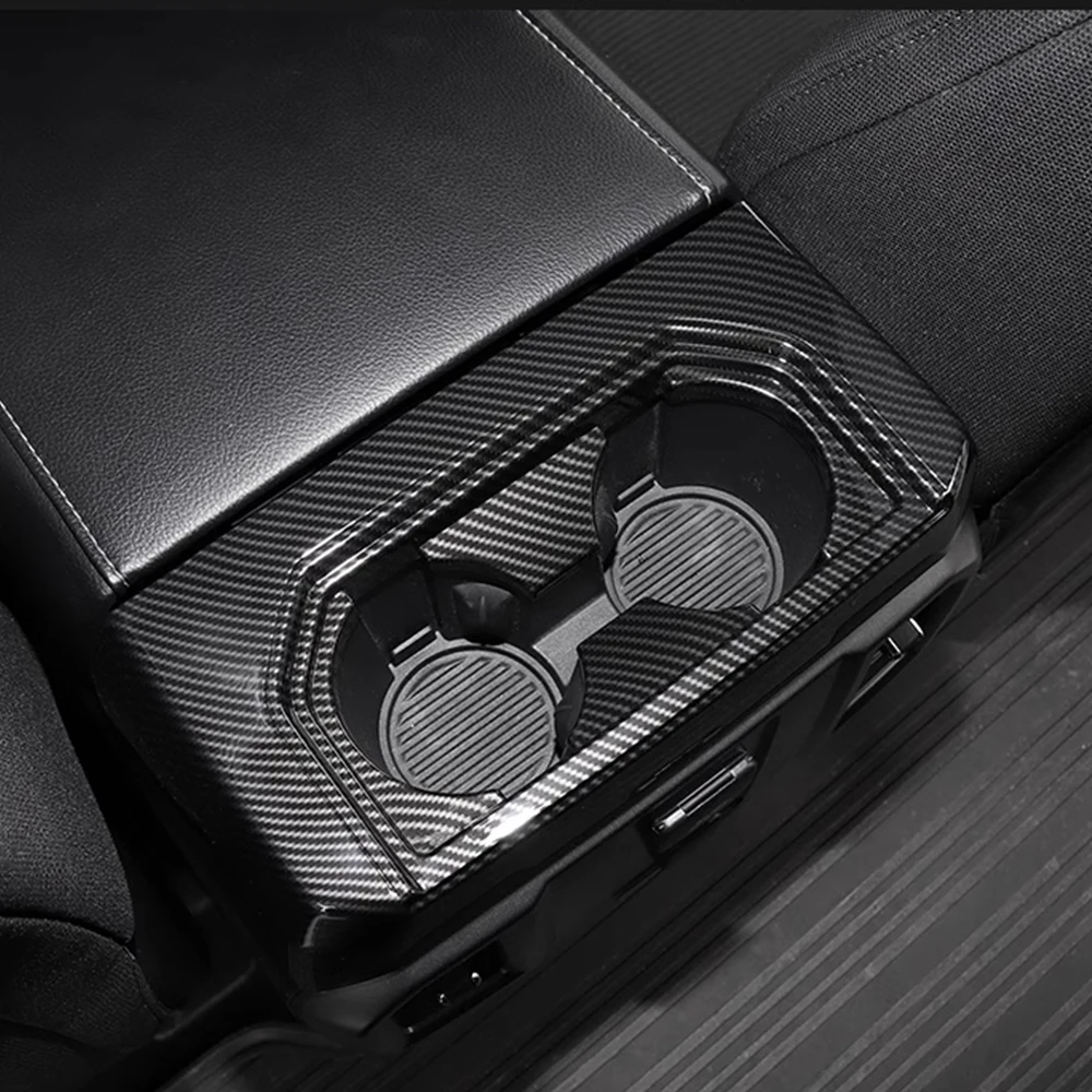 

For Ford F150 Rear Water Cup Holder Cover Trim Car Carbon Fiber Auto Parts Styling Interior Accessories Stickers 2015 2016-2020