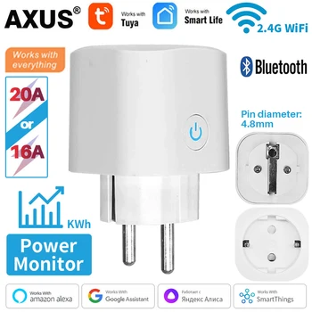 16A/20A With Power Monitor Timing Function Tuya Smart Life APP Works With Alexa Google Home Szaoiju Smart Plug WiFi Socket EU