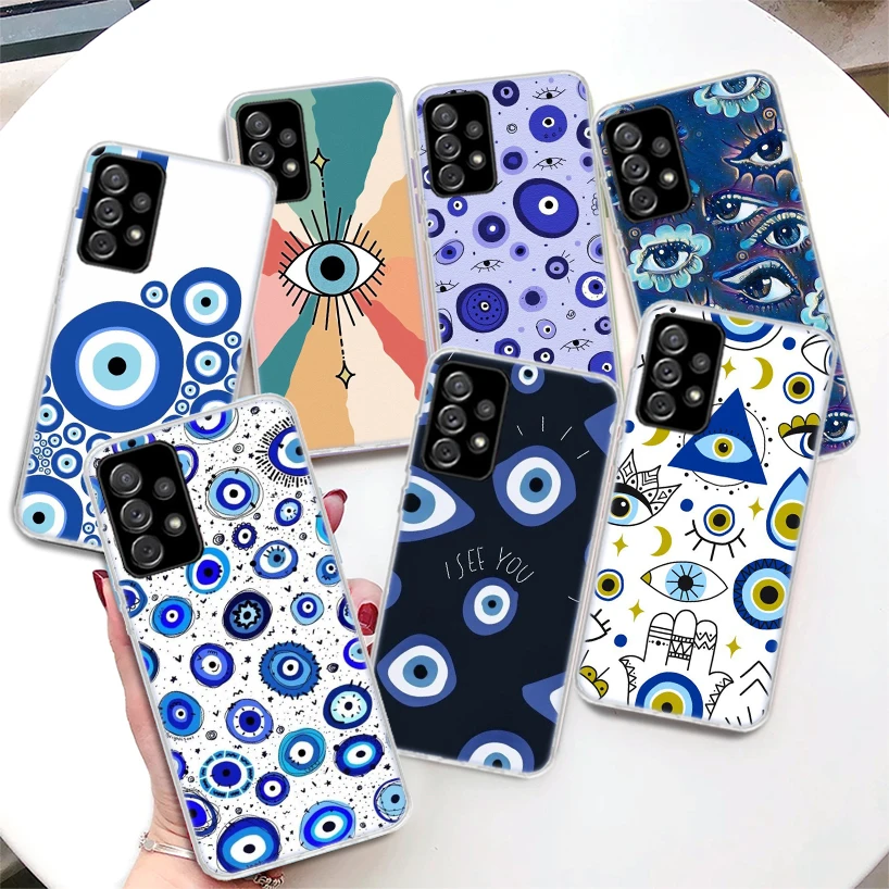 Custodia Per Telefono Lucky Blue Evil Eye Per Samsung Galaxy A52 A53 A54 A55 A12 A13 A14 A15 A22 A23 A24 A25 A32 A33 A34 A35 A03S A04S Phon