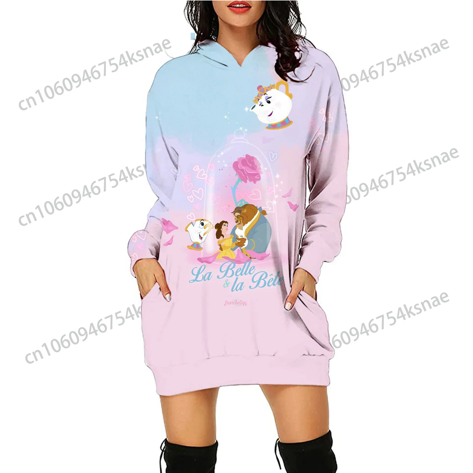 

Disney Autumn and Winter Hooded Women's Evening Dress for Wedding Chic and Elegant Dresses for Weddings Woman Guest Mickey Frock