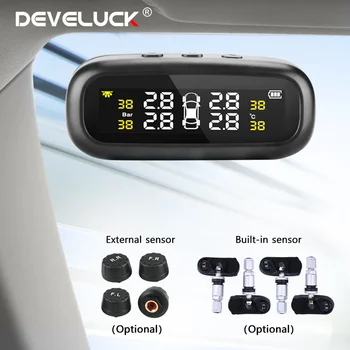 Sistema di monitoraggio della pressione dei pneumatici Avviso di temperatura Carburante TPMS solare Manometro della pressione dei pneumatici per auto Monitor ad alta precisione Allarme automatico
