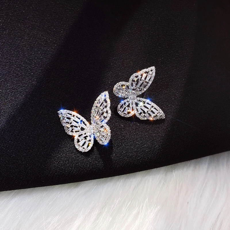 New design fashion jewelry opening high-grade copper inlaid zircon butterfly ring luxury shiny cocktail party ring for women