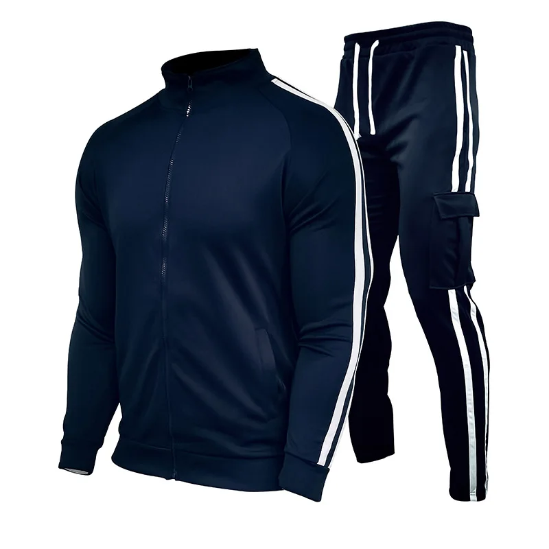 2022 Spring New DAIWAFishing LOGO Men's Zipper Cardigan Jacket + Sports Pants Suit Striped Running Gym Basketball Jogging 2-Piec Men's Sets Men's Sets