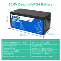 EASUN POWER-Batterie Rechargeable au Lithium VEFEPO4, BatBR Pack pour Camping-Car, Solaire, Pas de Taxe, 50Ah, 100Ah, 200Ah, 12V, 24V, BMS 5